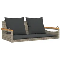 VidaXL Hängebank mit Kissen Grau 109x62x40 cm Poly Rattan