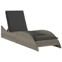 VidaXL Sonnenliege mit Auflage Grau 60x205x73 cm Poly Rattan