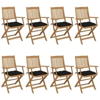 VidaXL Klappbare Gartenstühle 8 Stk. mit Kissen Massivholz Akazie