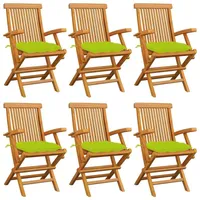VidaXL Gartenstühle mit Hellgrünen Kissen 6 Stk. Massivholz Teak