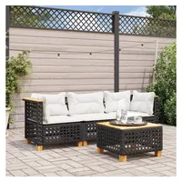VidaXL Gartensofa mit Kissen 3-Sitzer Schwarz Poly Rattan