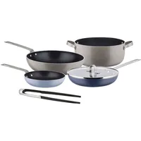 Alessi Tama GIA100S5 - Sechsteiliges Topfset, aus Aluminium mit