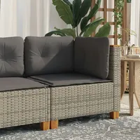 VidaXL Garten-Ecksofa mit Kissen Grau Poly Rattan