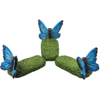 MARELIDA 3x Blumentopffüße Pflanzkübel Untersetzer Kübelfüße Polyresin - blau