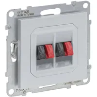 Legrand 765277 SEANO Lautsprecher-Anschluss 2-fach mit Federklemmen (Rot/Schwarz), AL