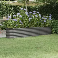VidaXL Hochbeet Pulverbeschichteter Stahl 224x40x36 cm Grau Vidaxl