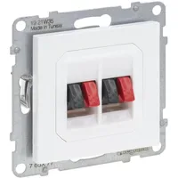 Legrand 765177 SEANO Lautsprecher-Anschluss 2-fach mit Federklemmen (Rot/Schwarz), ultraweiß
