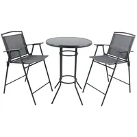 VCM Gartenbar-Set Garlos 3-tlg. Anthrazit