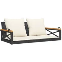 VidaXL Hängebank mit Kissen Schwarz 109x62x40 cm Poly Rattan