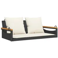 VidaXL Hängebank mit Kissen Schwarz 109x62x40 cm Poly Rattan