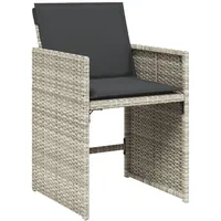 VidaXL Gartenstühle mit Kissen 4 Stk. Hellgrau Poly Rattan