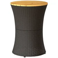 VidaXL Garten-Beistelltisch Trommelform Schwarz Poly Rattan Massivholz