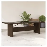 VidaXL Gartentisch mit Glasplatte Braun 240x90x75 cm Poly Rattan