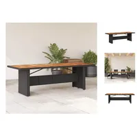 VidaXL Gartentisch mit Holzplatte Schwarz 240x90x75 cm Poly Rattan