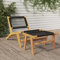 VidaXL Gartenstuhl mit Fußstütze Massivholz Teak und Polyester