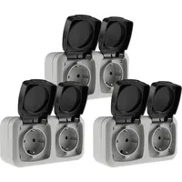 ChiliTec 3x Feuchtraum Doppel-Steckdose IP44 2-fach Steckdose 3er Set