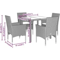 VidaXL 5-tlg. Garten-Essgruppe mit Kissen Grau Poly Rattan Akazie