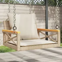 VidaXL Hängesessel mit Kissen Beige 63x62x40 cm Poly Rattan
