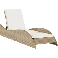 VidaXL Sonnenliege mit Auflage Beige 60x205x73 cm Poly Rattan