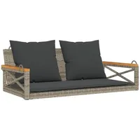 VidaXL Hängebank mit Kissen Grau 109x62x40 cm Poly Rattan