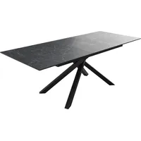 DeLife Esstisch Edge 180-220x90cm Keramik Laminam®Nero Greco Anthrazit Kreuzgestell