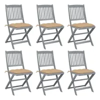 VidaXL Klappbare Gartenstühle 6 Stk. mit Kissen Massivholz Akazie