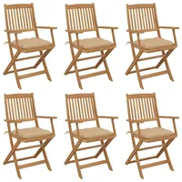 VidaXL Klappbare Gartenstühle 6 Stk. mit Kissen Massivholz Akazie