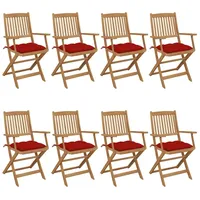 VidaXL Klappbare Gartenstühle 8 Stk. mit Kissen Massivholz Akazie