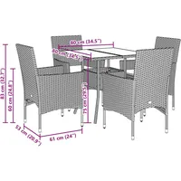 VidaXL 5-tlg. Garten-Essgruppe mit Kissen Schwarz Poly Rattan Akazie