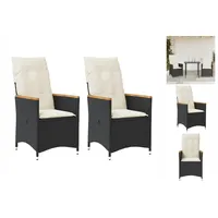 VidaXL Gartensessel mit Kissen 2 Stk. Verstellbar Schwarz Poly