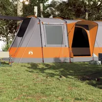 VidaXL Tunnelzelt 4 Personen Grau und Orange Wasserdicht