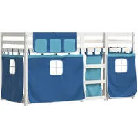 VidaXL Etagenbett mit Vorhängen Blau 80x200 cm Massivholz Kiefer