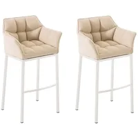 CLP 2er Set Barhocker Damaso Stoff mit 4-Fuß weiß