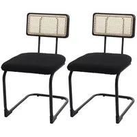 MCW Freischwinger-Stuhl MCW-K88, Stuhl Lehnstuhl, Holz Rattan Metall Bouclé