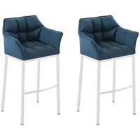 CLP 2er Set Barhocker Damaso Stoff mit 4-Fuß weiß