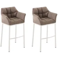 CLP 2er Set Barhocker Damaso Stoff mit 4-Fuß weiß