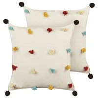 Beliani Dekokissen 2er Set 45 x 45 cm Beige