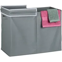 Relaxdays Wäschekorb mit Deckel, 100 l, faltbar, Stoff, Wäschesammler