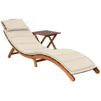VidaXL Sonnenliege mit Tisch und Auflage Massivholz Akazie