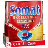 Somat Excellence Premium 5in1 Caps (134 Caps), schnellauflösende Spülmaschinentabs