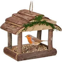 Relaxdays Vogelfutterhaus Holz, zum Aufhängen, HBT: 19 x 22