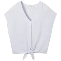 Tom Tailor Denim Kurzarmbluse, mit Knotendetail blau