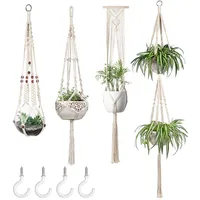 Mkouo Blumenampel Makramee Pflanzenhalter Set of 4 Indoor Wandbehang