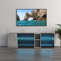 Mondeer TV-Lowboard TV-Schrank mit LED-Beleuchtung 140cm breit Schwarz und