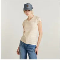 G-Star Stripe Eyben Kurzarm-T-Shirt Antique White / Rugby Tan