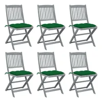 VidaXL Klappbare Gartenstühle 6 Stk. mit Kissen Massivholz Akazie