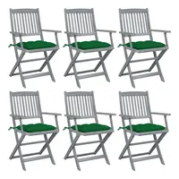VidaXL Klappbare Gartenstühle 6 Stk. mit Kissen Massivholz Akazie