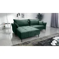 Fun Möbel Ecksofa Schlafsofa Sofa VICTORIA Stoff Element Dunkelgrün