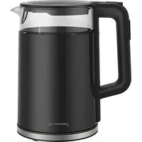 Grossag Wasserkocher Elektronisch mit Glastopf 1,7l schwarz - Schwarz