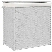 VidaXL Wäschekorb mit 2 Fächern Weiß 53x35x57 cm Poly